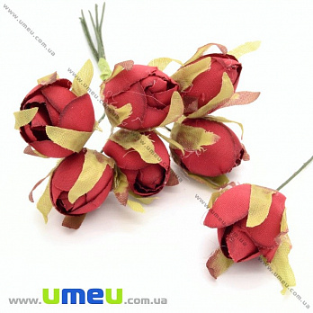 Бутон розы на проволоке, 15 мм, Красный, 1 шт (DIF-025682)