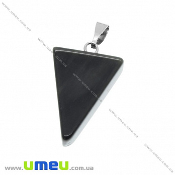 Подвеска Треугольник из натурального камня, Агат черный, 30х15 мм, 1 шт (POD-020886)