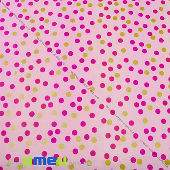 Упаковочная бумага Горох, Розовая, 68х100 см, 1 лист (UPK-023553)