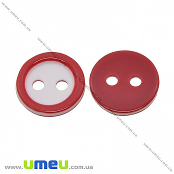 Пуговица пластиковая Круглая двухцветная, 11 мм, Красная темная, 1 шт (PUG-032868)