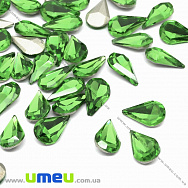 Ріволі скляний, Крапля гранована, 10х6 мм, Зелений, 1 шт (KAB-034025)