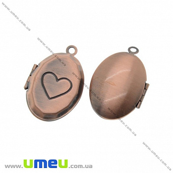 [Архив] Медальон Овальный с сердцем, Медь, 25х17 мм, 1 шт (POD-004948)