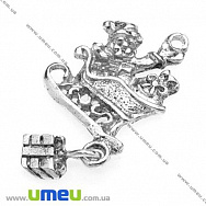 Підвіска металева Сани, Античне срібло, 33х17 мм, 1 шт (POD-008031)