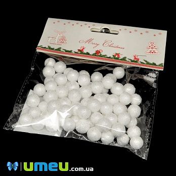Декоративные пенопластовые шарики в глиттере, 1 см, 1 уп (DEC-039542)