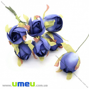 Бутон розы на проволоке, 15 мм, Синий, 1 шт (DIF-025690)