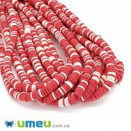 Намистини з полімерної глини, 6 мм, Мікс червоно-білий, 1 низка (BUS-044088)
