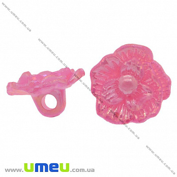 Пуговица пластиковая на ножке Роза, 17х10 мм, Розовая АВ, 1 шт (PUG-008920)