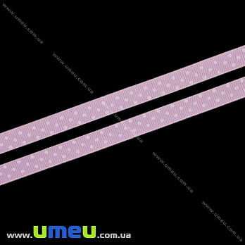 Репсовая лента в горошек, 10 мм, Розовая светлая, 1 м (LEN-022438)