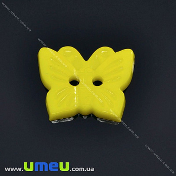 Пуговица пластиковая Бабочка, 18х15 мм, Желтая, 1 шт (PUG-013015)