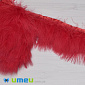 Перья индейки пушистые на ленте, 6-8 см, Красные, 10 см (PER-038957)