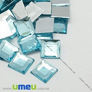 Кабошон пластиковий, Квадратний гранований, 12х12 мм, Блакитний, 1 шт (KAB-009534)