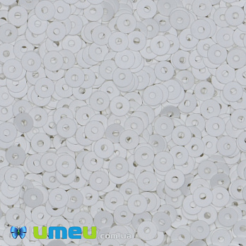 Пайетки Италия круглые плоские, 3 мм, Белые №176W Bianco Satinati, 3 г (PAI-039163)