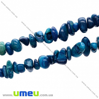 Скол (крошка) натуральный камень Коралл синий, 5-8 мм, 1 нить, (82-84 см) (BUS-021677)