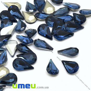 Риволи стеклянный, Капля граненая, 10х6 мм, Синий темный, 1 шт (KAB-034021)