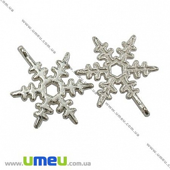 Подвеска метал. Снежинка, 24х21 мм, Серебро, 1 шт (POD-003429)