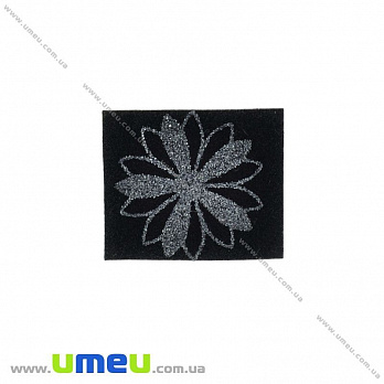 Аппликация для термопереноса флок Цветок, 3х3 см, Черная, 1 шт (APL-030034)