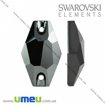 Пришивной элемент Swarovski 3261 Jet Hematite, 18х11 мм, 1 шт (KAB-005531)