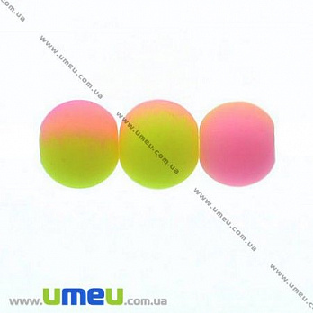 [Архив] Бусина стеклянная НЕОН, 8 мм, Розово-лимонная флуоресцентная, 1 шт (BUS-007797)