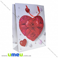 Подарочный пакет Сердца, 40х31х12 см, Белый, 1 шт (UPK-035673)