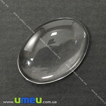 Кабошон стеклянный Линза овальная УЦЕНКА, 40х30 мм, Прозрачный, 1 шт (KAB-026138)