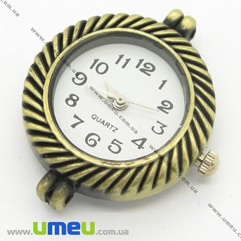 [Архив] Часы для браслетов круглые, Античная бронза, 32х25 мм, 1 шт (CLC-006158)