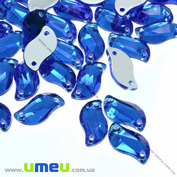 Пришивной кристалл пласт. Волнистый граненый, 12х6 мм, Синий, 1 шт (KAB-012167)