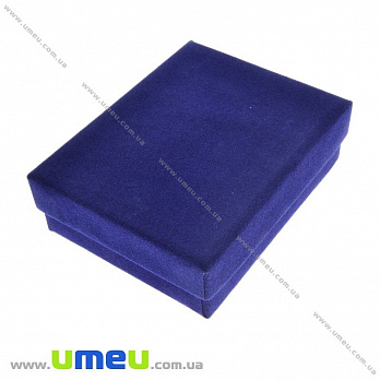 Подарочная коробочка Прямоугольная бархатная, 9х7х3 см, Синяя, 1 шт (UPK-023145)