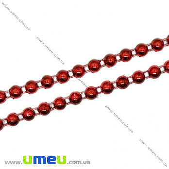 Полубусины на нити, Жемчуг, 6 мм, Красные, 1 м (KAB-029846)