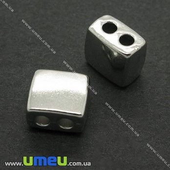 Разделитель металлический на 2 отверстия, Темное серебро, 9х8 мм, 1 шт (KON-004774)