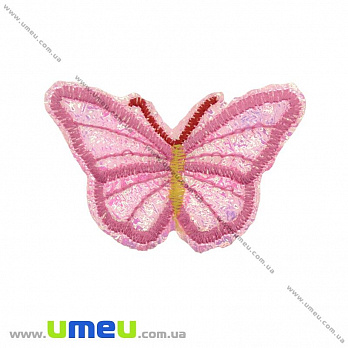 Термоаппликация Бабочка блестящая, 6х4 см, Розовая, 1 шт (APL-022202)