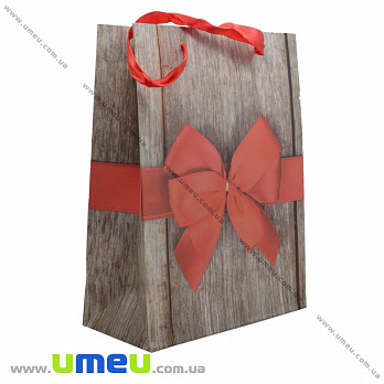 Подарочный пакет Бант, 32х26х10 см, Красный, 1 шт (UPK-035630)