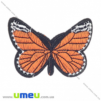 Термоаппликация Бабочка, 8х5,5 см, Оранжевая, 1 шт (APL-022183)