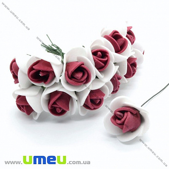 Роза латексная, 15 мм, Бордово-белая, 1 шт (DIF-015461)