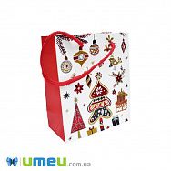 Подарочный пакет Новогодний, 14х12х6 см, Красный, 1 шт (UPK-023362)