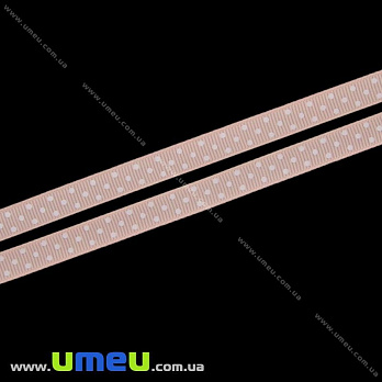 Репсовая лента в горошек, 10 мм, Персиковая, 1 м (LEN-022439)