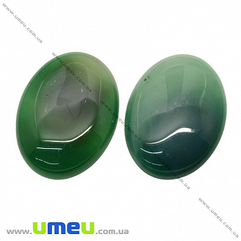 Кабошон нат. камень Агат зеленый, Овал, 40х30 мм, 1 шт (KAB-009988)