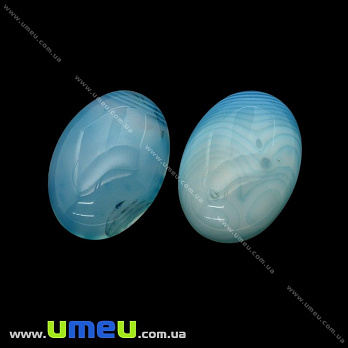 Кабошон нат. камень Агат голубой, Овал, 25х18 мм, 1 шт (KAB-025933)