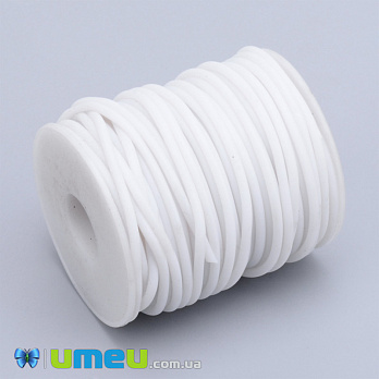 Шнур каучуковый полый, 3 мм, Белый, 1 м (LEN-040185)