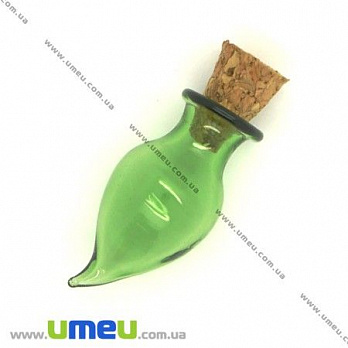 Стеклянная баночка Перчик, Зеленая, 13х27 мм, 1 шт (DIF-006698)