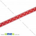 Репсовая лента с рисунком Якоря, 15 мм, Красная, 1 м (LEN-016597)