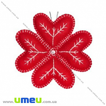 Набор из фетра для создания игрушки, Снежинка красная ФН-17, 12х12 см, 1 набор (FLT-035518)