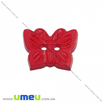 Пуговица пластиковая Бабочка, 18х15 мм, Красная, 1 шт (PUG-013012)