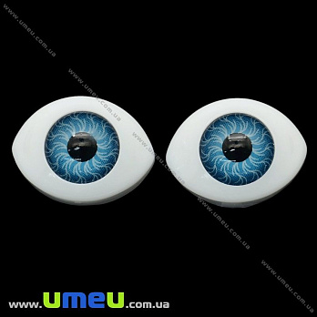 Глазки клеевые для кукол, 19х14 мм, Голубые, 1 пара (DIF-023232)