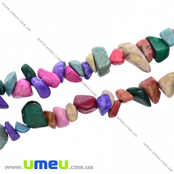 Скол (крошка) натуральный камень микс, 5-8 мм, 1 нить, (80-82 см), (BUS-021680)