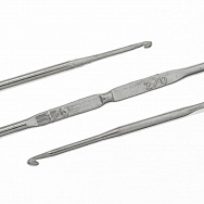 Крючок для вязания стальной CORN двусторонний 1,0 мм и 2,0 мм, 1 шт (YAR-051951)