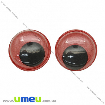 Глазки клеевые круглые, 15 мм, Красные, 1 пара (DIF-023217)