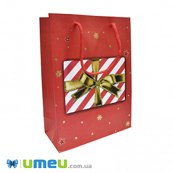 Подарочный пакет Новогодний, 24х18х8,5 см, Красный, 1 шт (UPK-023417)