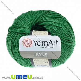 Пряжа YarnArt Jeans 50 г, 160 м, Зеленая 52, 1 моток (YAR-025316)