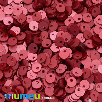 Пайетки Индия круглые плоские (смещённое отверстие), 4 мм, Красные, 5 г (PAI-037456)