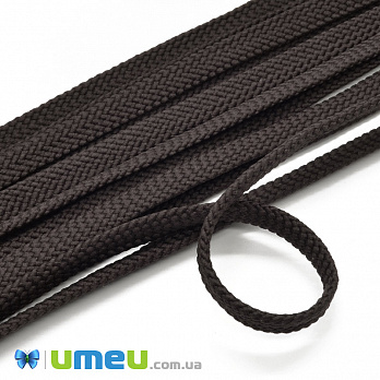 Полиэстеровый шнур плоский 7 мм, Коричневый темный, 1 м (LEN-039356)